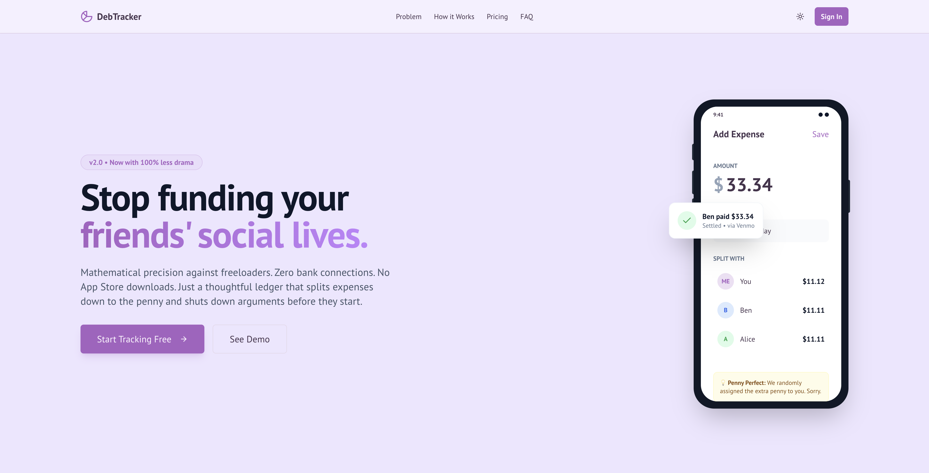 DebTracker dashboard