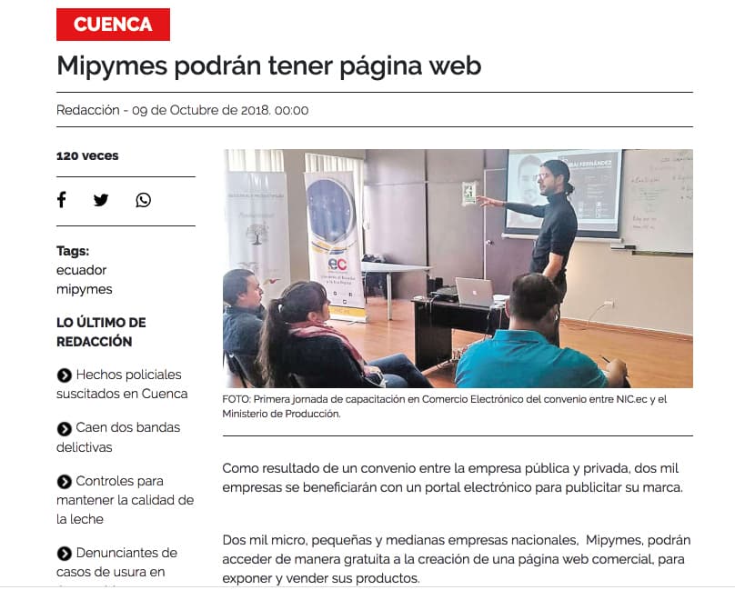 El Tiempo newspaper clipping